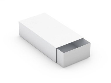 Beyaz kutu beyaz arka plan üzerinde izole kadar alay. 3d