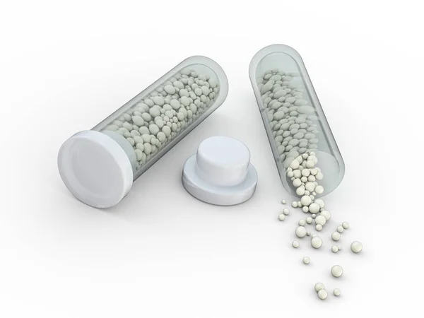 Alternatieve Homeopathie medicijn kruiden, gezondheidszorg en pillen concept. 3d — Stockfoto