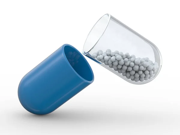 Многие красочные таблетки изолированы на белом. 3D — стоковое фото