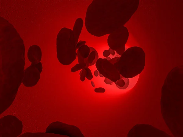 Rote Blutkörperchen. Wissenschaftliche Illustration Blutkreislauf. 3d — Stockfoto