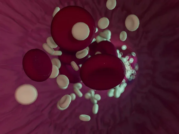 Czerwone krwinki. Naukowa ilustracja krwiobiegu. 3d — Zdjęcie stockowe