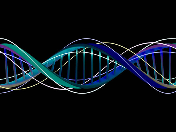 Цепь ДНК. Абстрактное научное образование. 3D рендеринг
