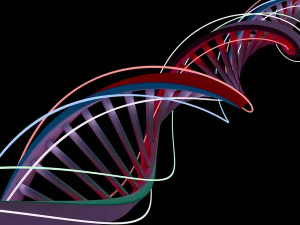 Dna 鎖。抽象的な科学的背景。3 d レンダリング — ストック写真