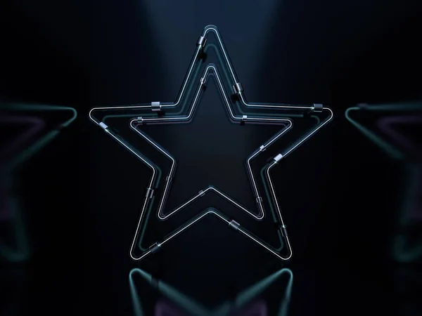 Estrellas de neón brillantes. Misterioso letrero brillante para su diseño. 3D — Foto de Stock