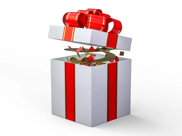 Weihnachten und Neujahr, Geschenkbox Hintergrund. 3d — Stockfoto