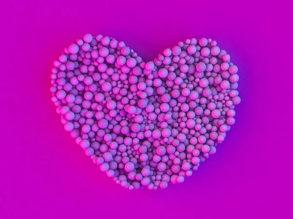 Wiele kolorowych cukierków w odosobnionej formie serca, Walentynki. 3d — Zdjęcie stockowe