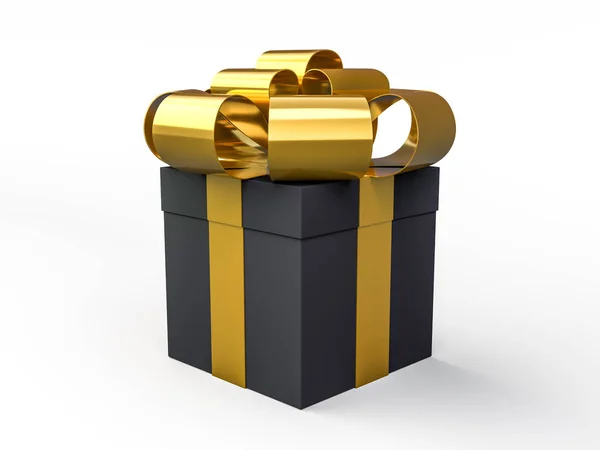 Weihnachten und Neujahr, Geschenk Black Box Hintergrund. 3d — Stockfoto