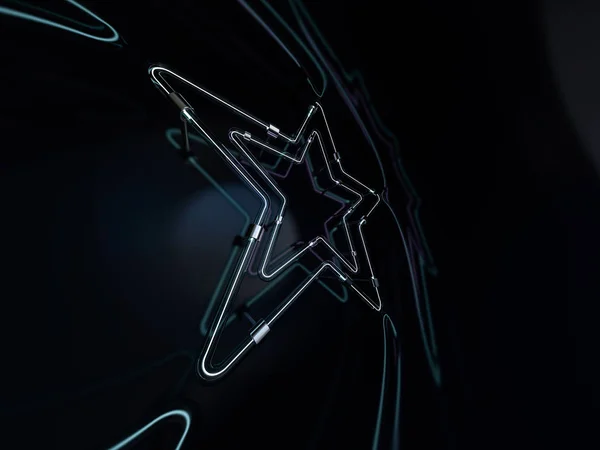 Leuchtende Neonsterne. geheimnisvolle helle Hinweistafel für Ihr Design. 3d — Stockfoto