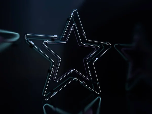 Estrellas de neón brillantes. Misterioso letrero brillante para su diseño. 3D —  Fotos de Stock