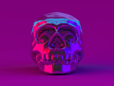 Menekşe arka planda soyut insan kafatası. 3B görüntüleme