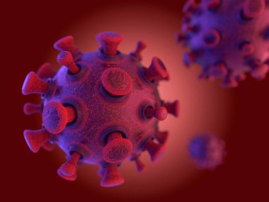 Covid-19. Patojen solunum koronavirüsü 2019-ncov gribi. Pandemik risk kavramı. 3B görüntüleme