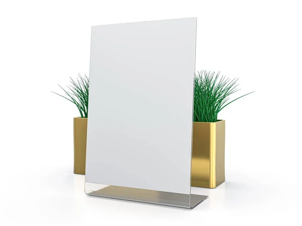 Barraca Mesa Papel Branco Mockup Fundo Branco Renderização — Fotografia de Stock