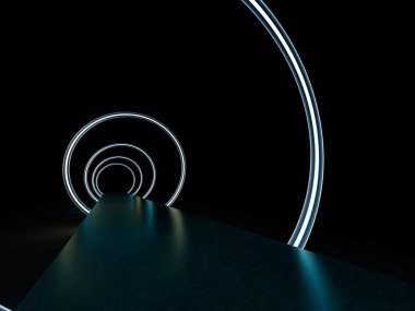 Çizgilerin neon soyut arkaplanı. 3B görüntüleme