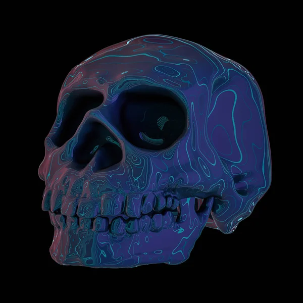 Calavera Humana Abstracta Sobre Fondo Negro Renderizado — Foto de Stock