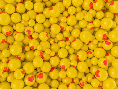 Sevgililer günü kartı için kalbi düzgün bir top. 3B görüntüleme