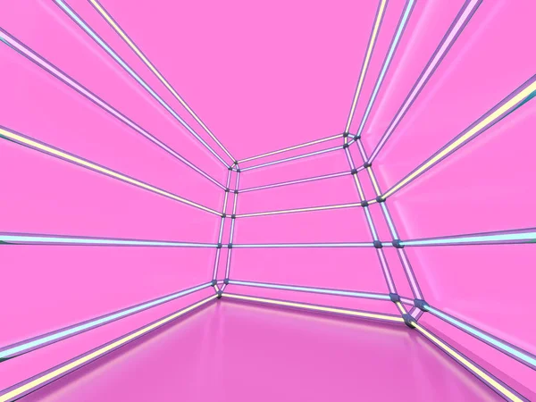 Neon Abstrakten Hintergrund Von Linien Rendering — Stockfoto