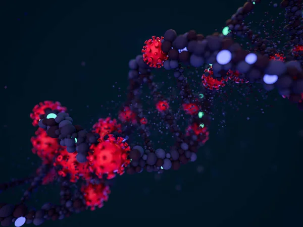 Covid 病原体呼吸道大肠病毒2019年 Ncov流感 病毒攻击Dna3D渲染 — 图库照片