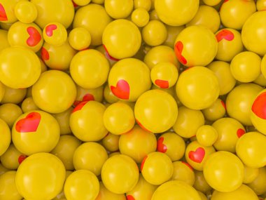 Sevgililer günü kartı için kalbi düzgün bir top. 3B görüntüleme