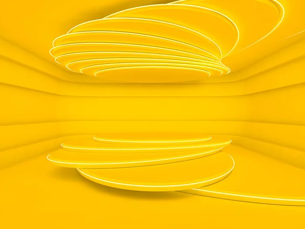 Abstraktní Žluté Pozadí Moderní Architektury Prázdný Otevřený Prostor Interiéru Vykreslování — Stock fotografie