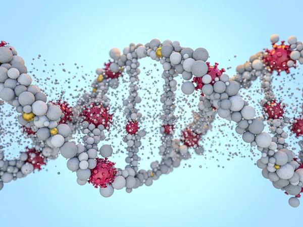 Covid Pathogen Respiratory Coronavirus 2019 Ncov Flu 바이러스는 Dna 렌더링 — 스톡 사진