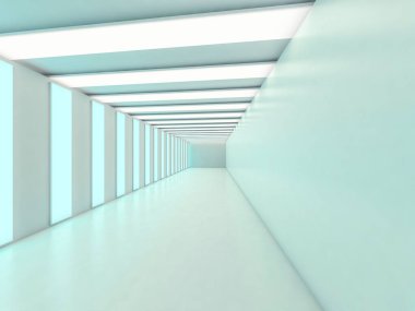 Soyut modern mimari arka plan, boş açık alan iç mekanı. 3B görüntüleme