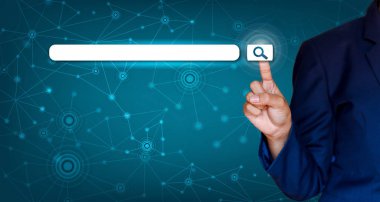 sanal ekran Web arama çubuğu arama düğmesine basıldığında parmak ile