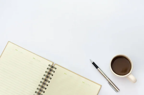 Platz Auf Dem Schreibtisch Platz Eingeben Text Attrappen Kaffeetassen Snack — Stockfoto