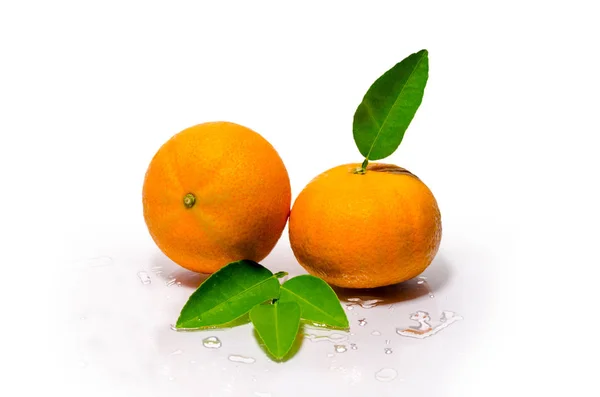 Orange Frukt Oran Slice Isolera Vitt Med Urklippsbana Orange Bakgrund — Stockfoto