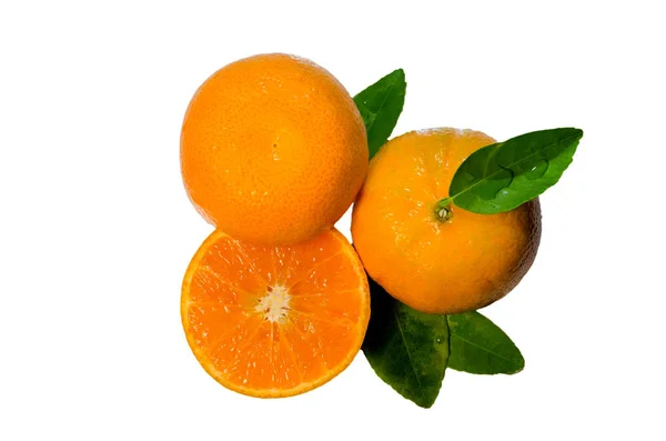 Fruta Naranja Oran Rebanada Aislar Blanco Con Ruta Recorte Fondo — Foto de Stock