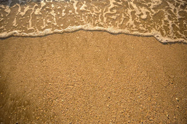 Canto Superior Praia Tem Mar Água Vindo Para Costa — Fotografia de Stock
