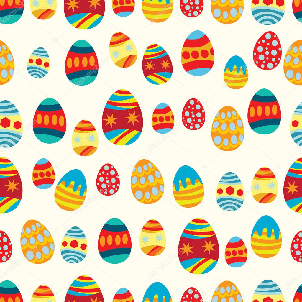 Seamless pattern of colorful decorated eggs