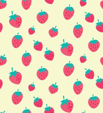 Vektör çilek kremalı arka planda kesintisiz arka plan desen. Mükemmel projeler işçiliği, kapitone, scrapbooking ve diğer kağıt fikirler