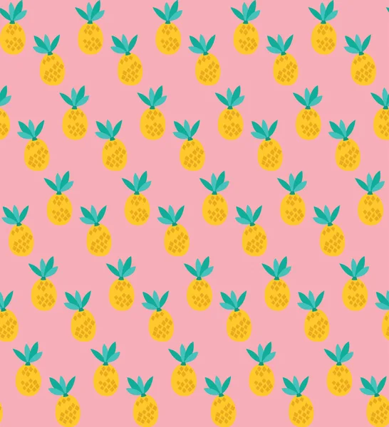 Vector Pineapples Salmon Pink Background Seamless Pattern Perfect Crafting Projects — Stock Vector