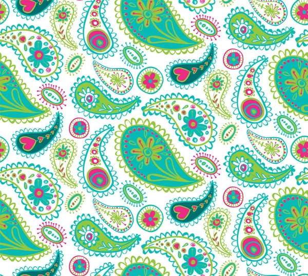 Vektor Dekorative Paisley Design Grüntönen Aquamarinen Und Rosa Muster Hintergrund — Stockvektor