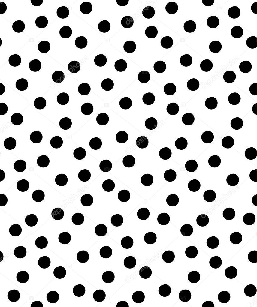 Vector black polka dots seamless pattern on white background. Perfect for fabric, quilting, scrapbookpaper, wallpaper and crafts