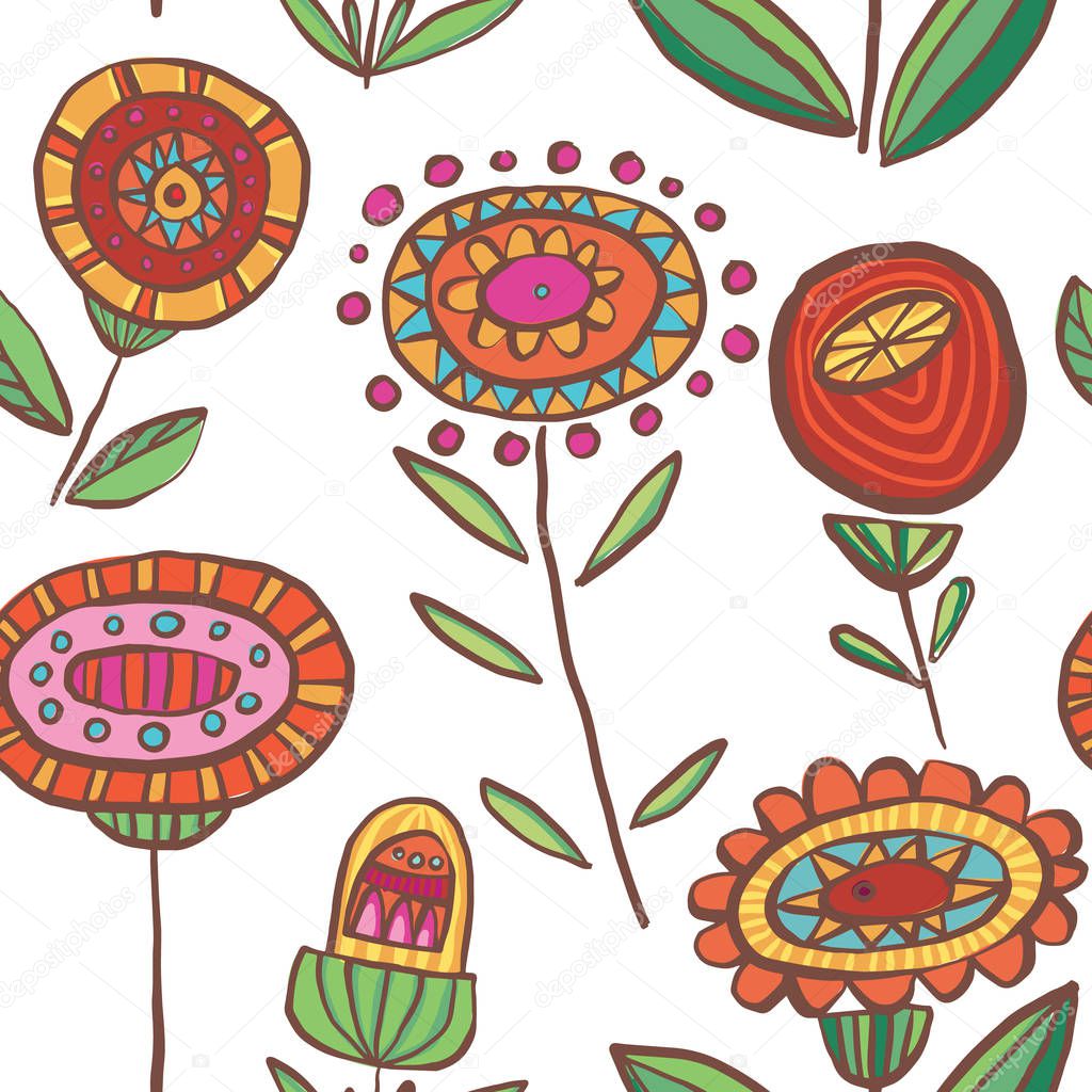 Vector colorful floral seamless pattern background. Ideal for fabrics, textiles, scrapbooking, wallapers and crafts.