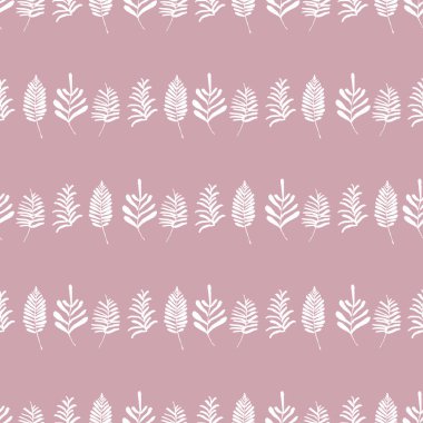 Karmaşık vektör beyaz tropikal seamless modeli pembe arka plan bırakır. Yazlık, neşeli ve eğlenceli. Arka plan, duvar kağıtları ve dokular davetiyeler, hediye paketi ve ileti örneği için büyük.