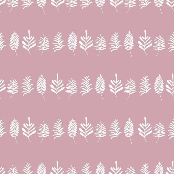 Raffinierte Vektor Weißen Tropischen Blättern Nahtlose Muster Auf Rosa Hintergrund — Stockvektor