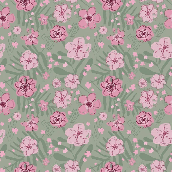 Sofisticado Vector Rosa Magenta Patrón Floral Sin Costura Sobre Fondo — Archivo Imágenes Vectoriales