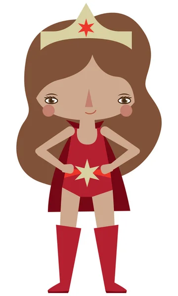 Vector Red Caped Superheroine Graphic Editable Illustration Use Scrapbooking Crafting — Stock Vector
