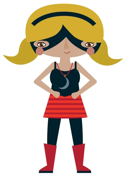 Vectorred Black Masked Superheroine Graphic Editable Illustration Moon Super Powers — Stock Vector