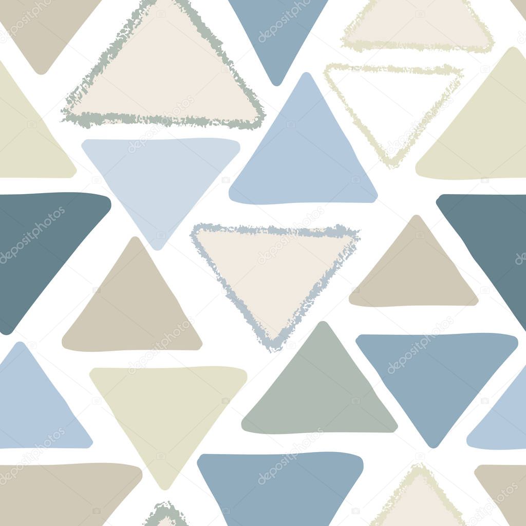 Vector neutral colored triangle seamless pattern background. Ideal for fabrics, textiles, scrapbooking, wallapers and crafts.