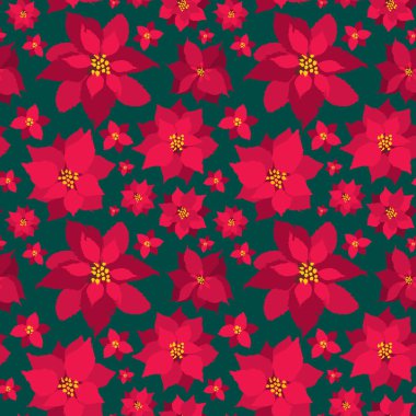 Vektör Noel seamless modeli kırmızı Poinsettias