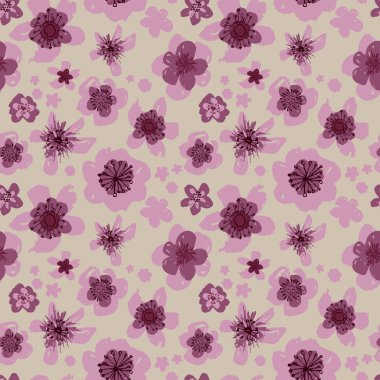 Sofistike vektör çiçek seamless modeli pembe ve bordo arka plan. Ayık, neşeli ve eğlenceli. Arka plan, duvar kağıtları ve dokular Davetiyeler, hediye paketi ve ileti örneği için büyük.