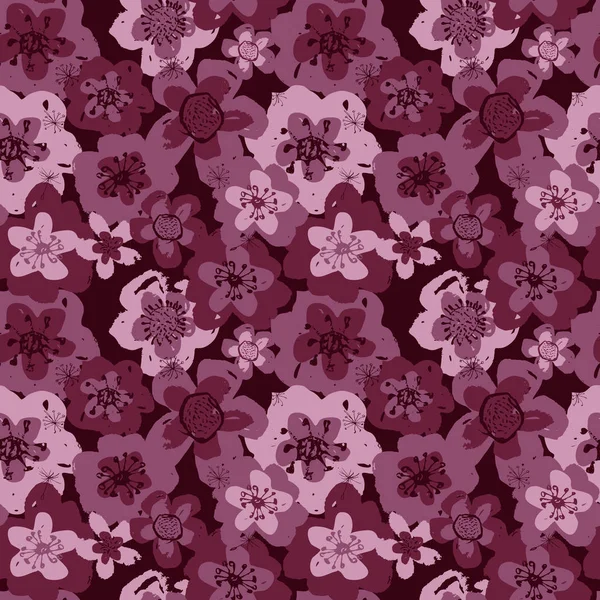 Sophisticated Vector Pink Burgundy Floral Seamless Pattern Background Sober Festive — Stock Vector