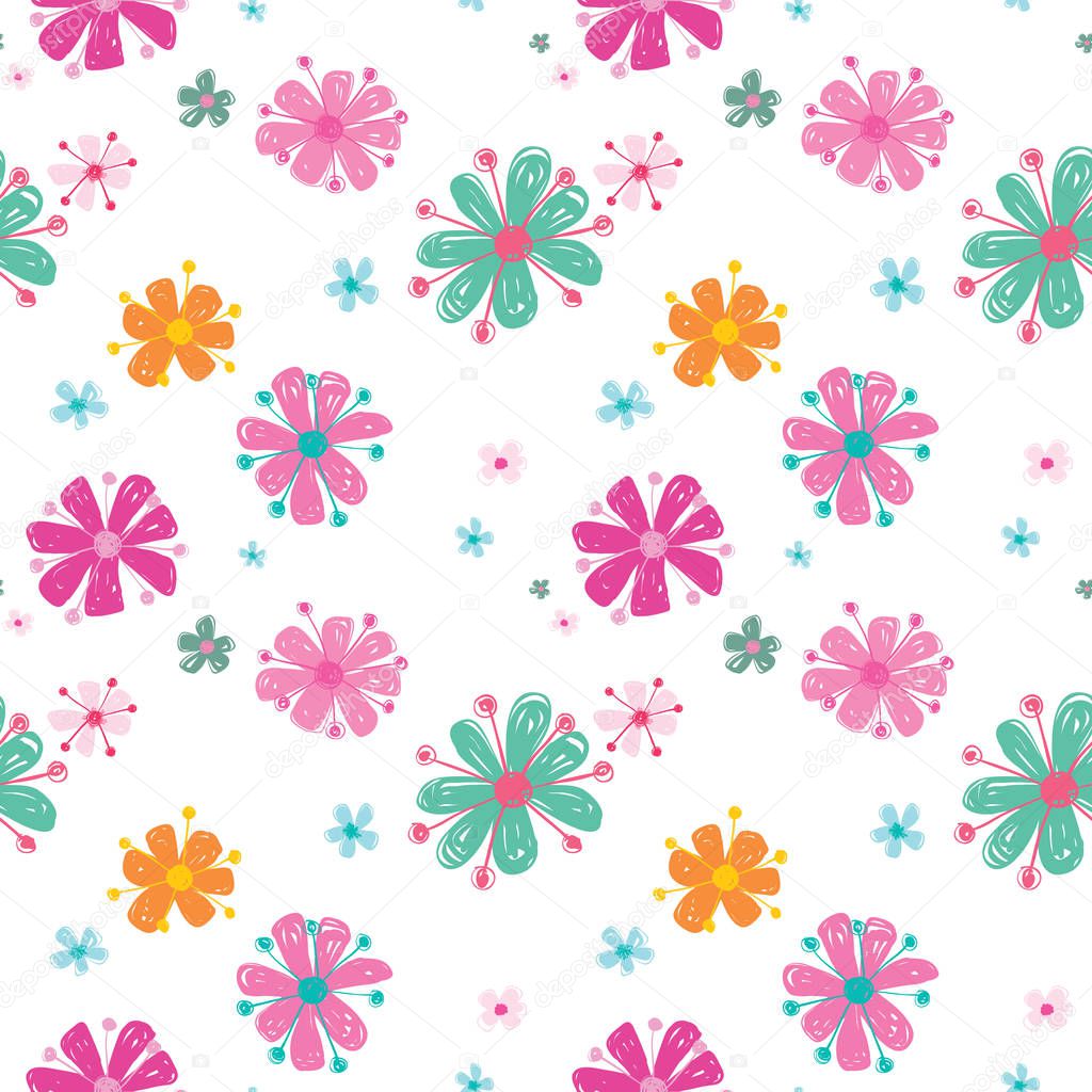 Vector colorful painterly floral seamless pattern background. Perfect for textile design, fashion prints, paper backgrounds, gift wrap and stationery and print on demand products.