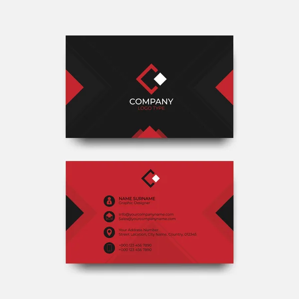 Business Card Design Company Red Black Color Flat Design Vector — Stock Vector