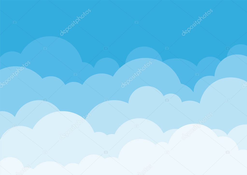Cloud on top blue sky landscape background vector design illustration.