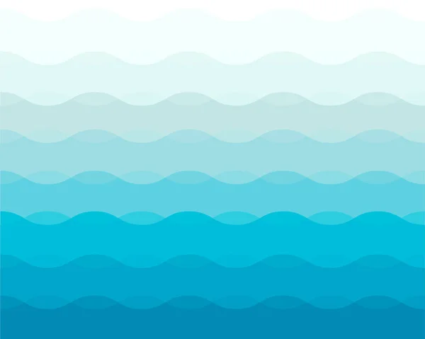 Kék Óceán Víz Hullám Elvont Háttér Lapos Vektor Design Stílus — Stock Vector
