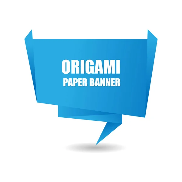 Blauwe Origami Papier Bericht Banner Witte Achtergrond — Stockvector